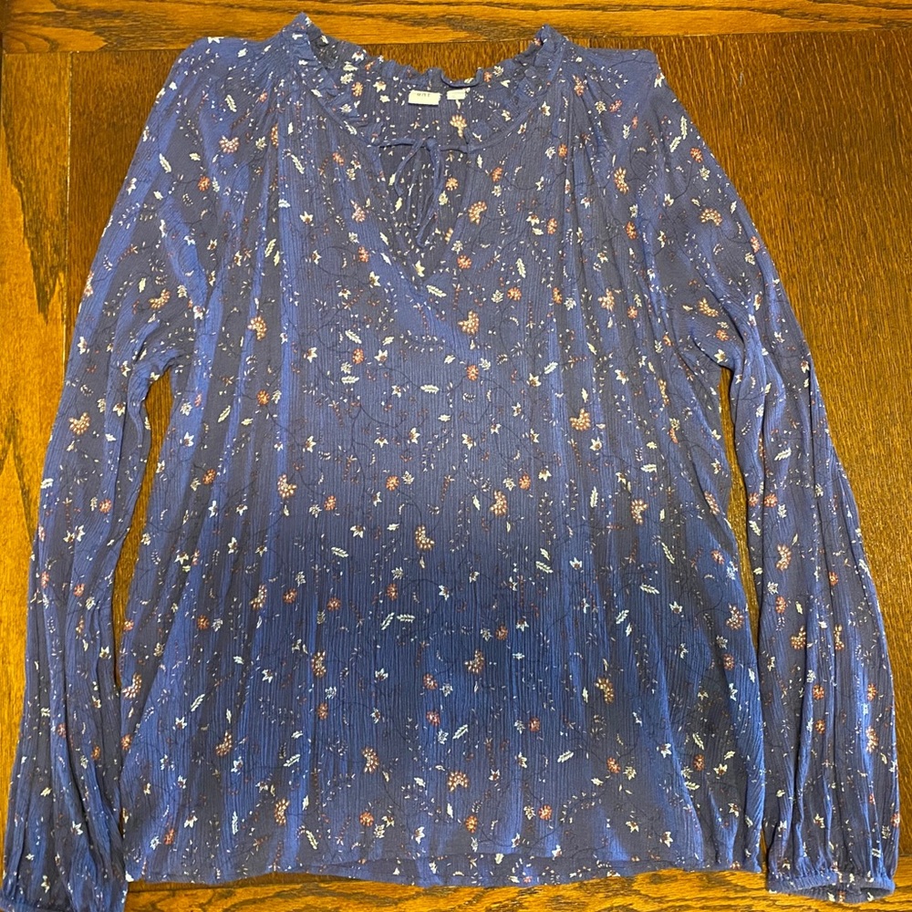 Gap XL Long Sleeve Blue Floral Peasant Top